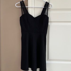 Forever 21 black skater dress with mesh shoulders